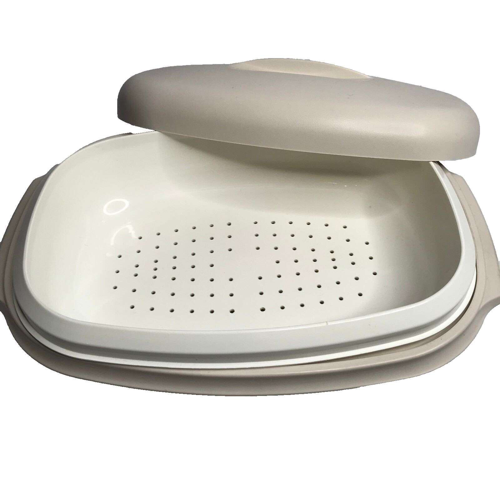 Vintage RetroTupperware Serving Dish with Built in Strainer & Lid