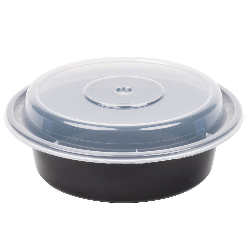 Pactiv Newspring Versatainer 16 OZ Microwaveable Black Base/Clear Lid 150 ct