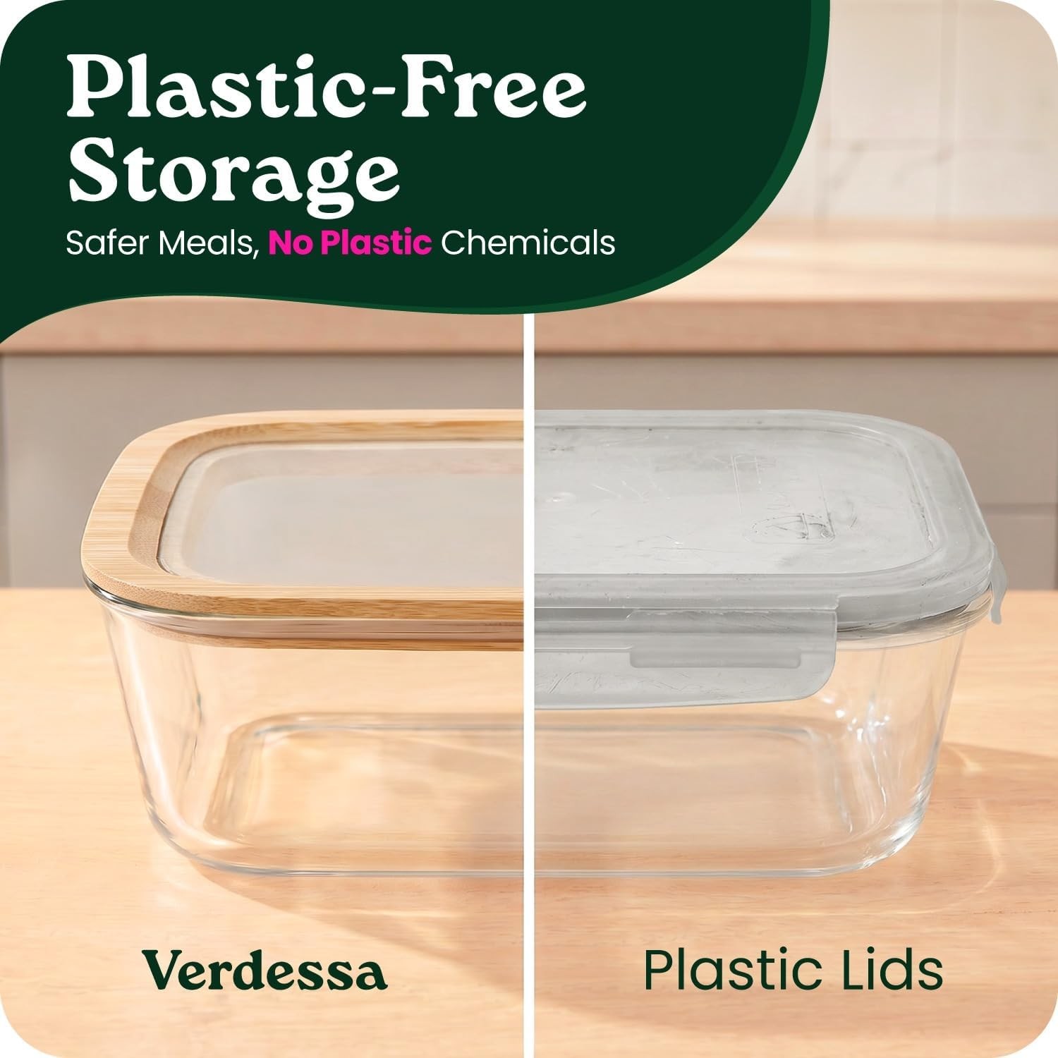 4-Pack Glass Food Storage Containers W/ Clear-Top Bamboo Lids – Plastic Free