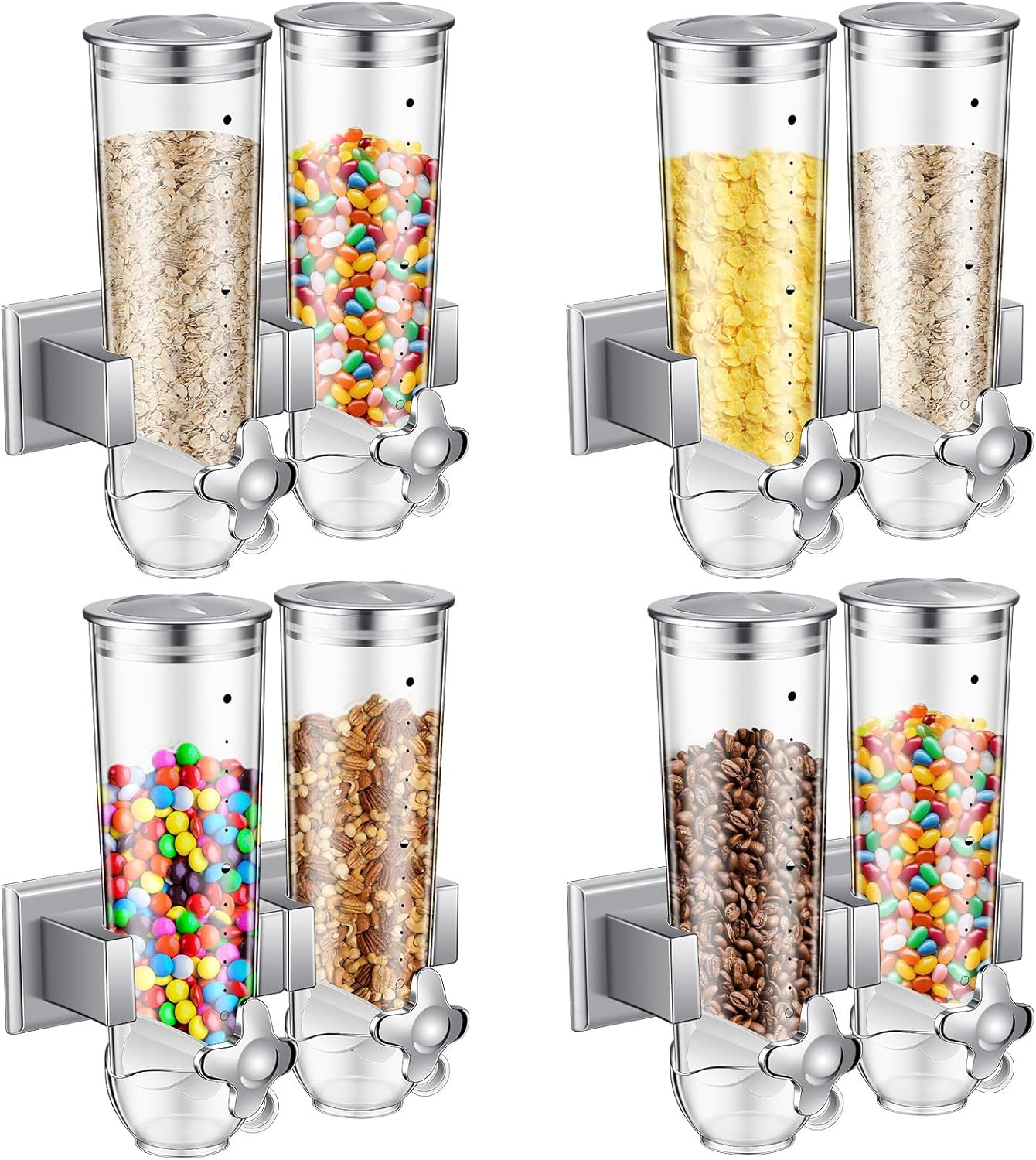 Wall-Mounted Cereal Dispenser – 4 Set 3L Dry Food Storage Containers