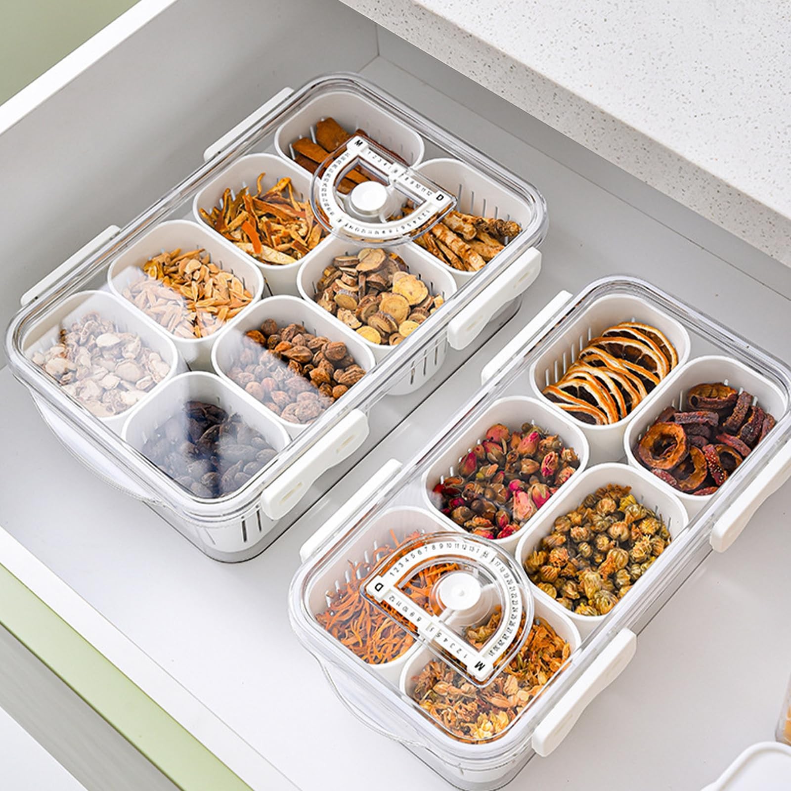 Divided Serving Tray with Lid, Portable Snack Charcuterie Veggie Tray with Li…
