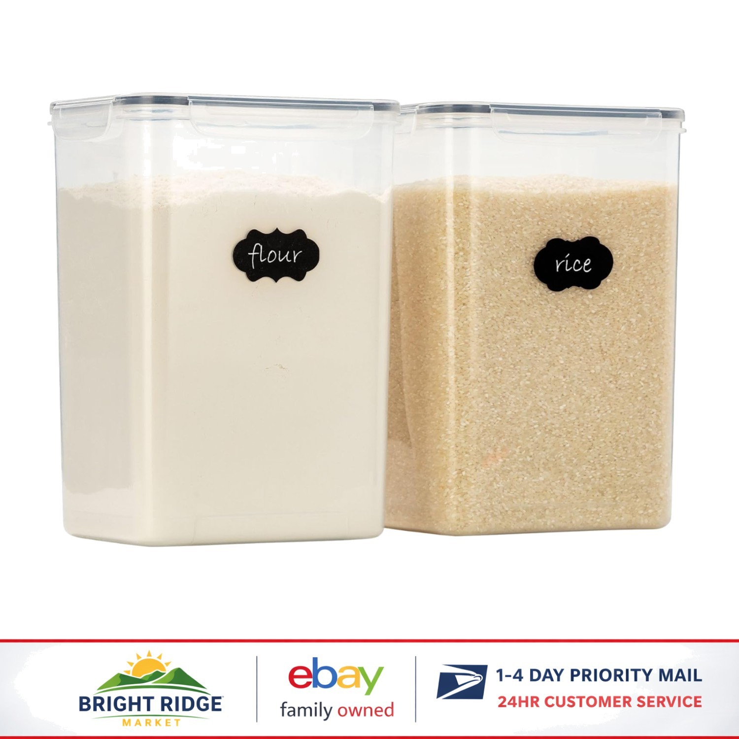 Airtight Food Storage Containers Set of 2, 9.5L Leakproof Design for Dry Foods