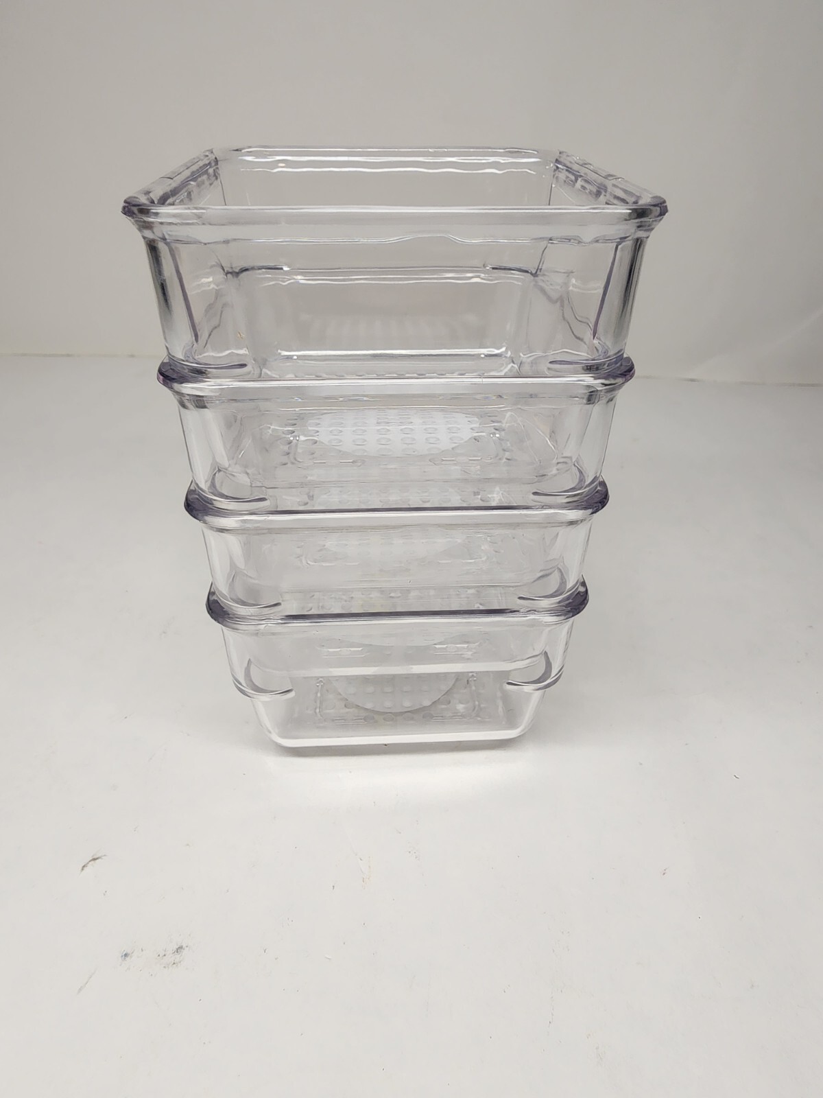 Clear Plastic Small Square Organizer Bins for Office Desk Bathroom (4-Pack)