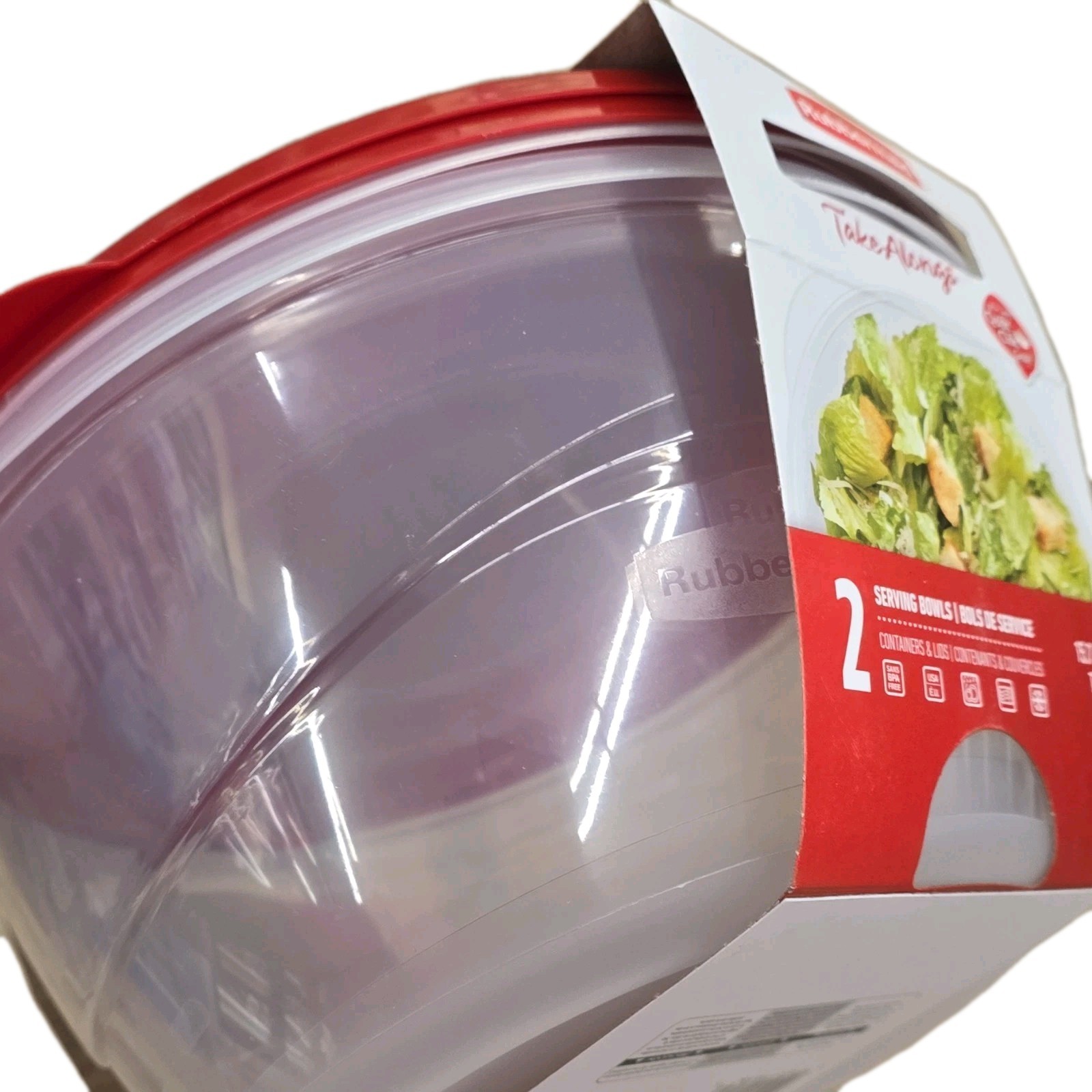 Rubbermaid TakeAlongs Round 10.2 Cup Bowl w/ Snap Lid Red/Clear Plastic