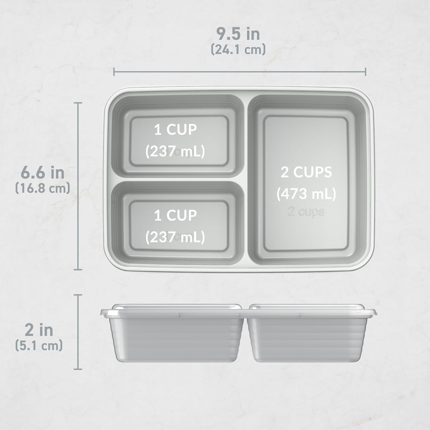 Prep – 20-Piece 3-Compartment Reusable Meal Prep Containers with Lids, PFAS &…
