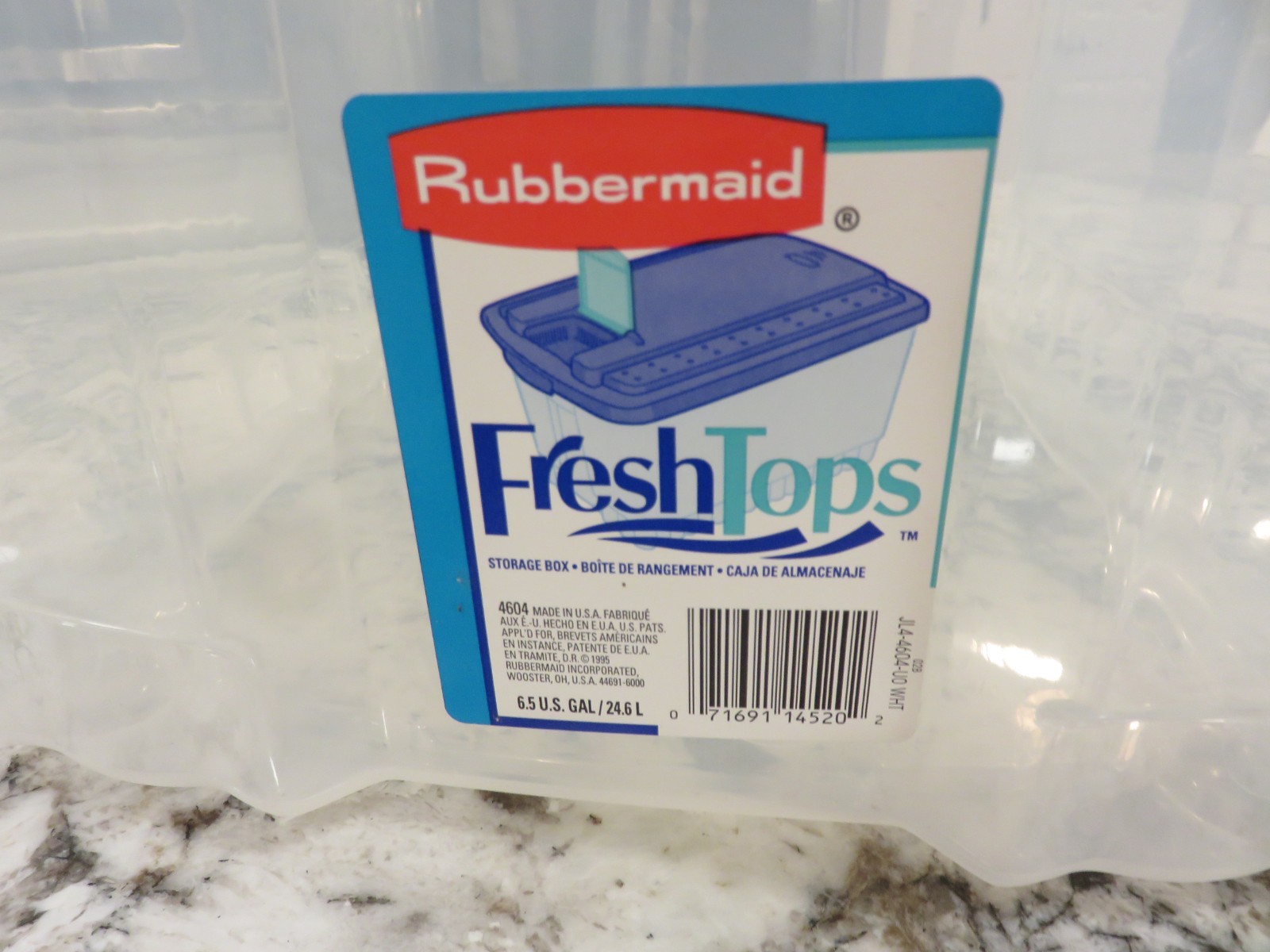 Vintage 1995 Rubbermaid FreshTops Sheer Storage Box #4604 6.5 Gal. RARE HTF