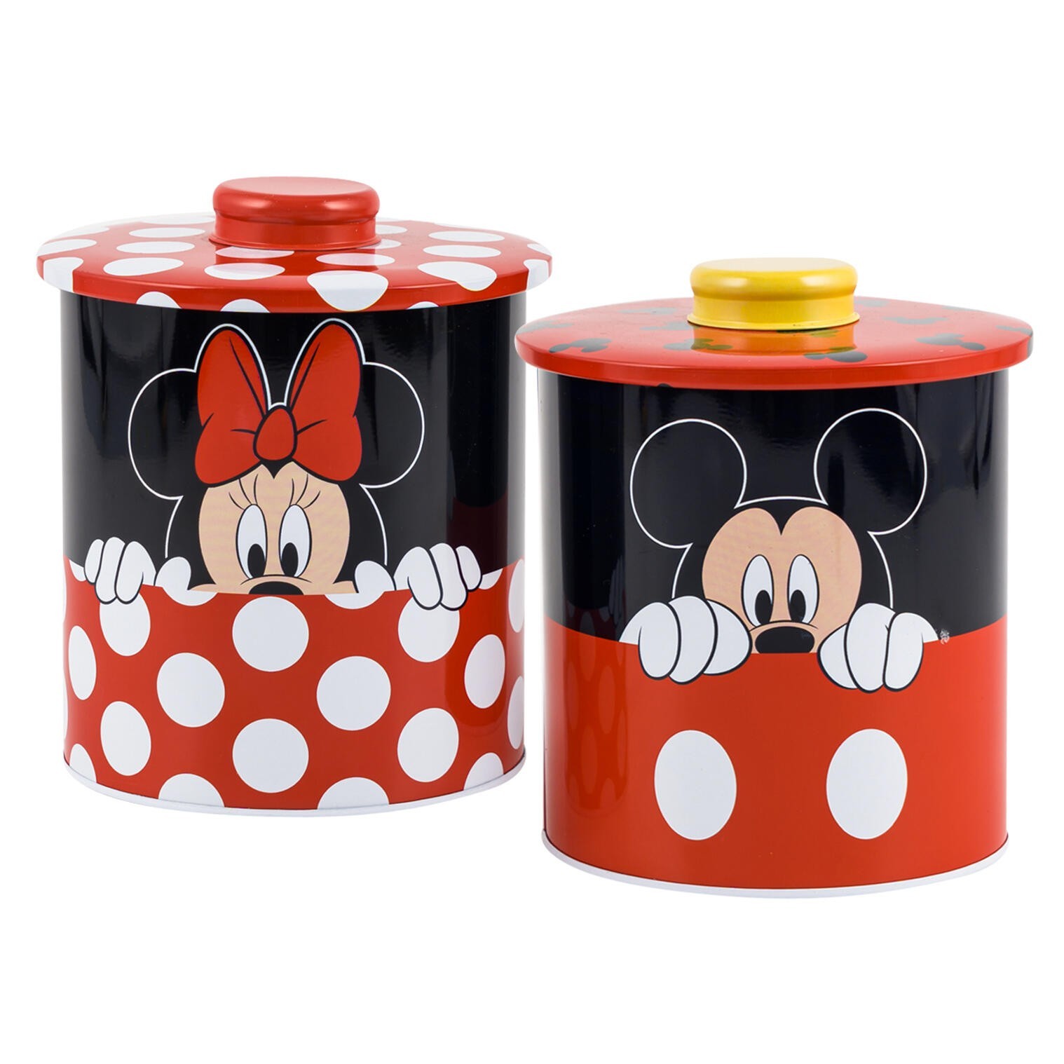 Disney Mickey & Minni Mouse Decorative Storage Tin Canisters, Assorted