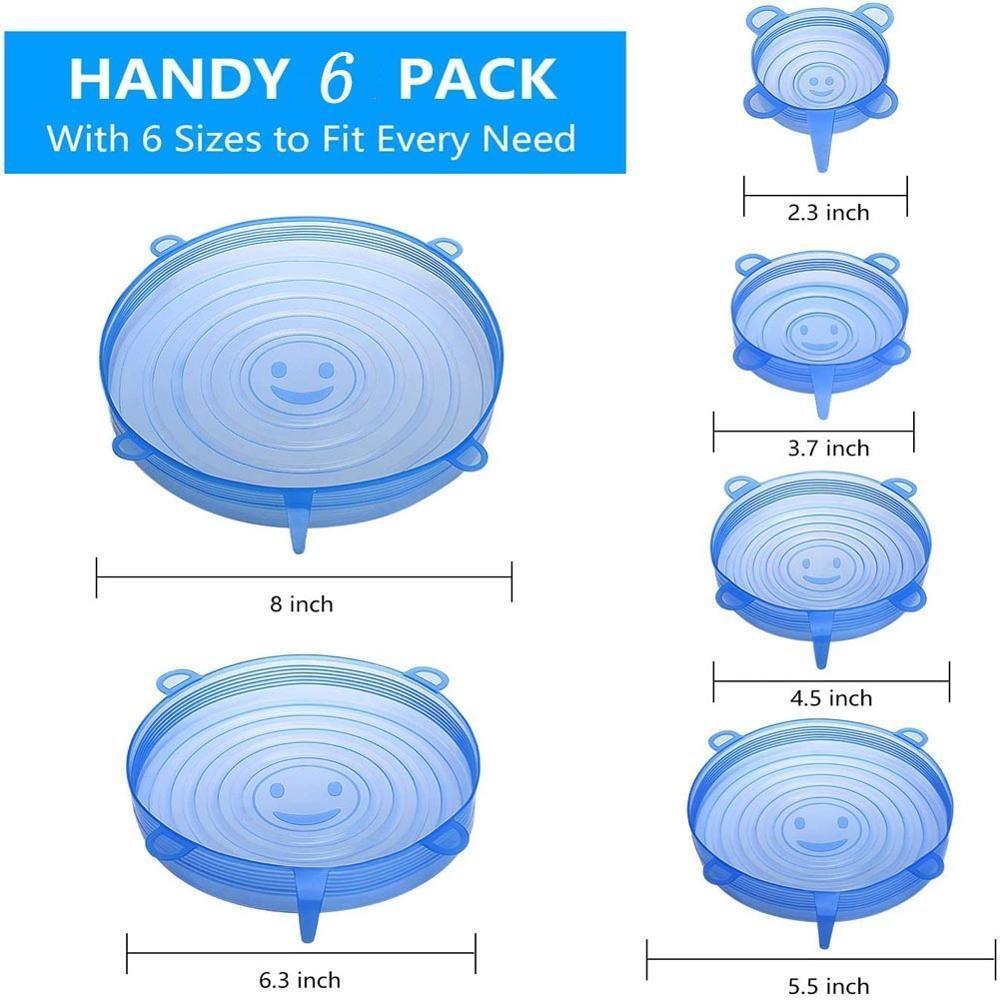 6pcs Stretchable Silicone Lids – Reusable, Universal Fit, Microwave Safe