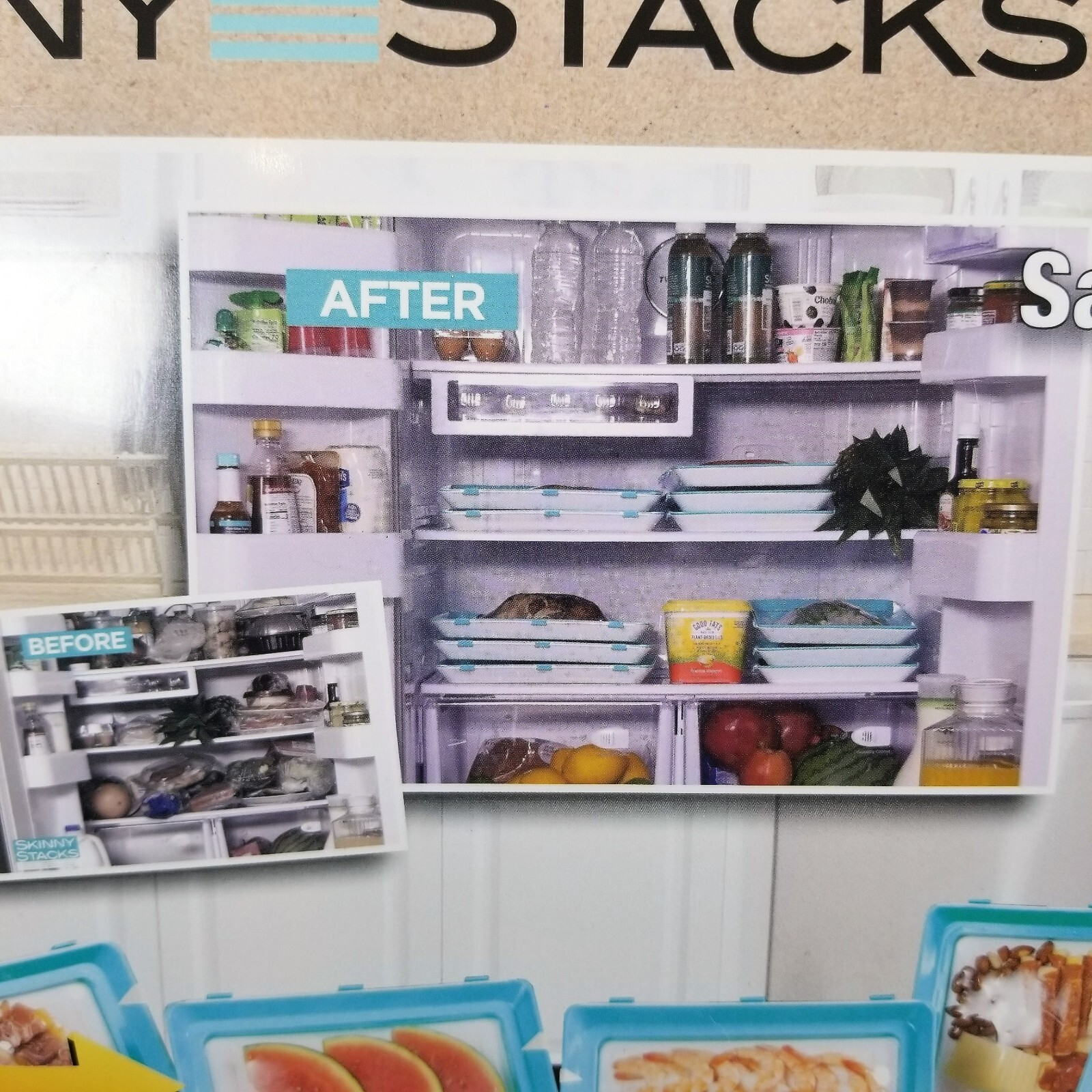 Total of 6 SKINNY STACKS Food Storage Trays Intersell BPA Free 2 New, 4 Preowned