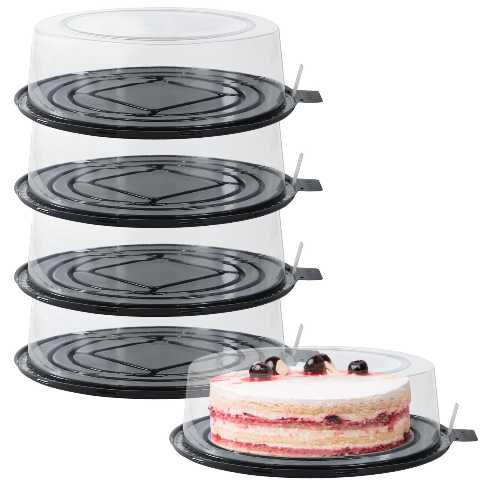 5pcs Round Clear Cake Carriers for Transport Plastic Disposable Cake Containe…