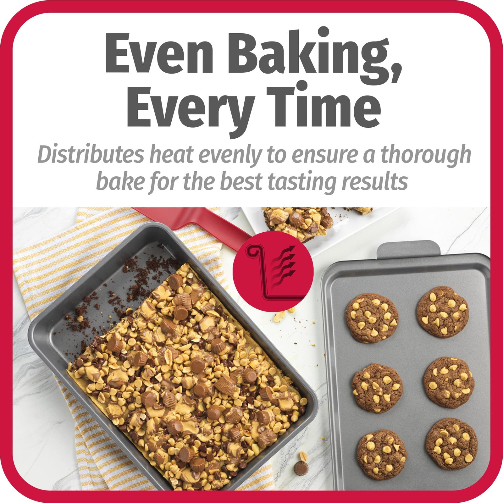 GoodCook Everyday 9x 13 Nonstick Steel Oblong Cake Baking Pan with Metal Lid Gra
