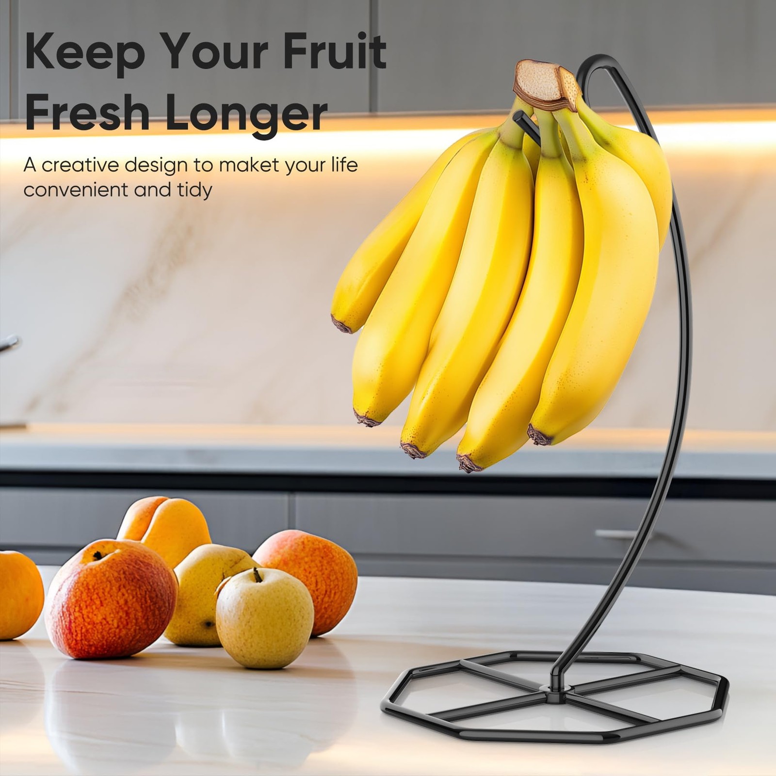 Banana Hanger, Tree Holder Metal Stand Holds Up to 15LB for Kitchen Counter 2 Pc
