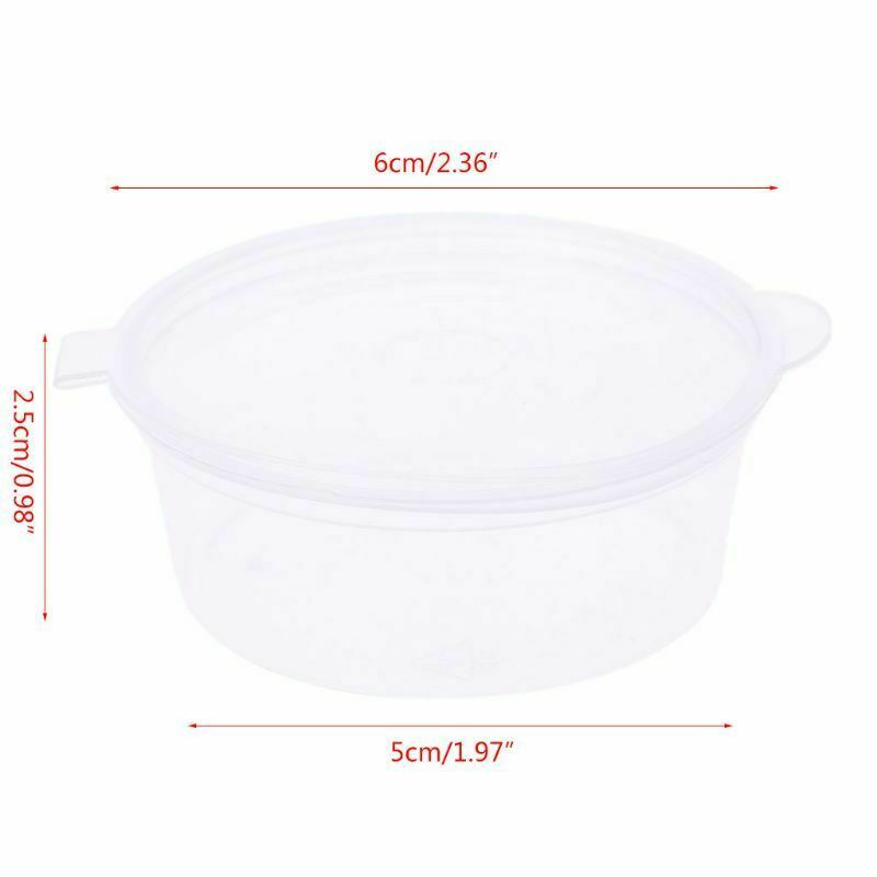 10X Small Plastic Sauce Cups Storage Containers Clear Boxes with Lid
