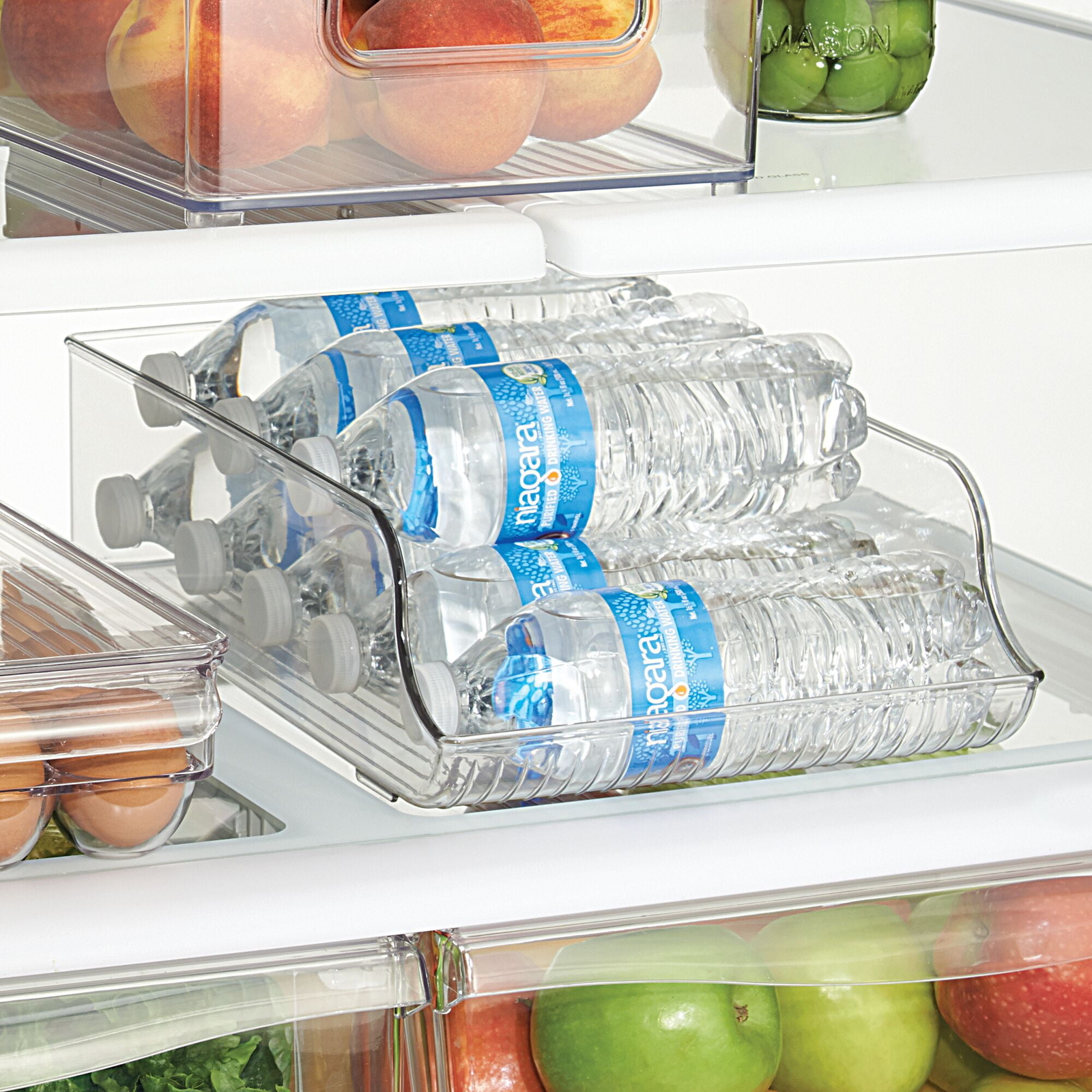 Recycled Plastic Water Bottle Fridge Organizer Bin for Kitchen,