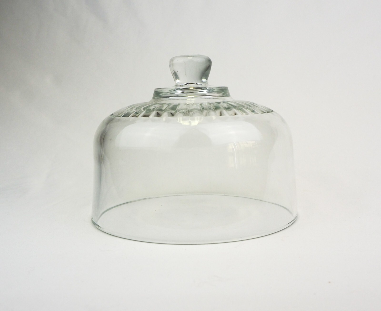 Vintage Clear Pressed Glass Food Dome Cheese Cloche Ribbed Top Made in France