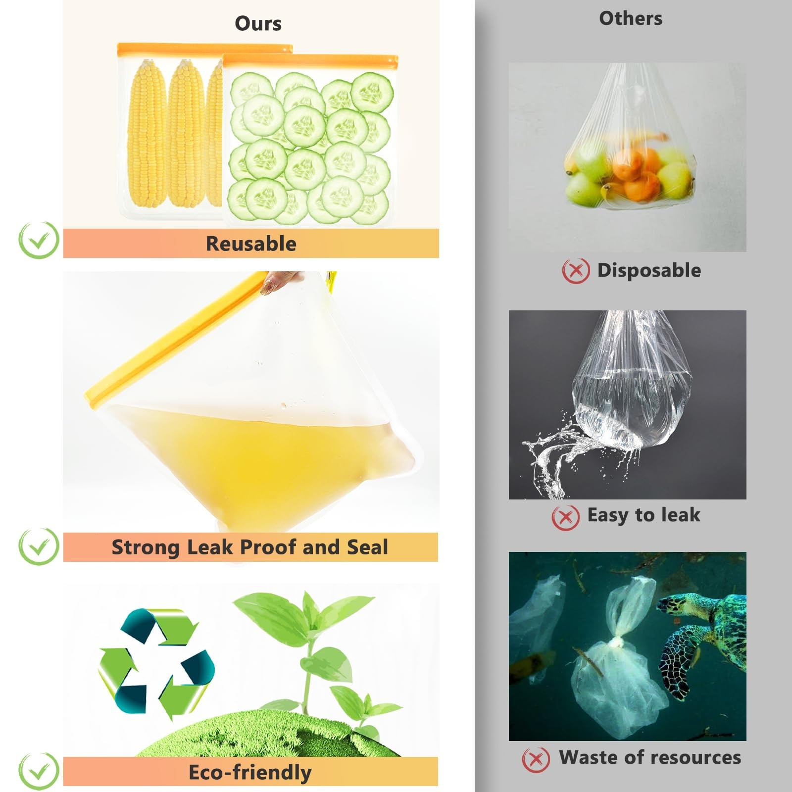 12 Pack Reusable Freezer Bags with 12pcs Silicone Keychain,(XL&L&M) Zip Lock …