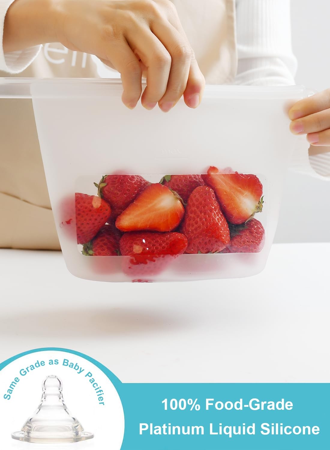 Reusable Silicone Food Storage Bags (Set of 4), Dishwasher Oven Microwave Fre…