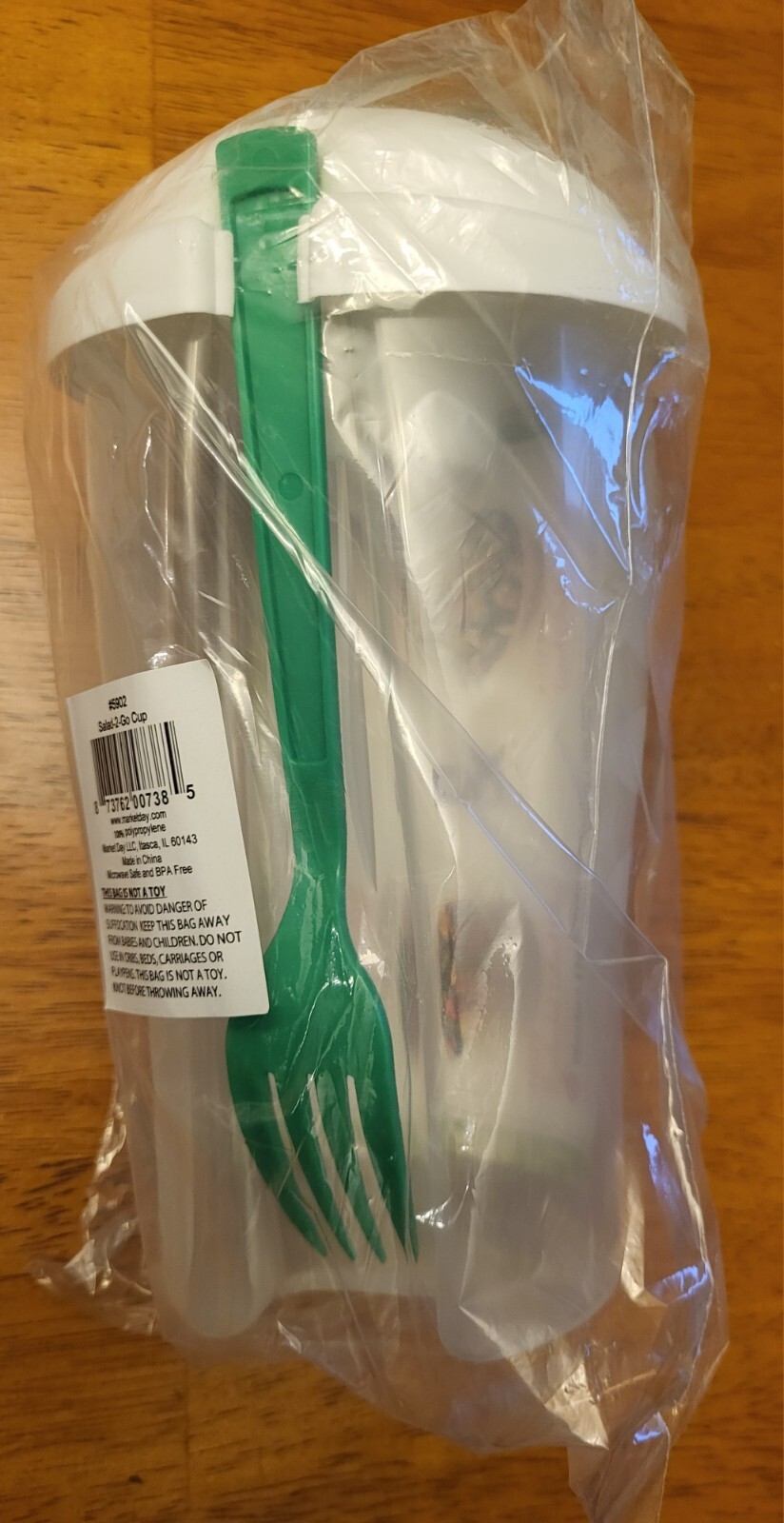 3 PC Salad To Go Cup ~ SALAD-2-GO ~ Fork, Dressing Container ~ NEW in pack #5902