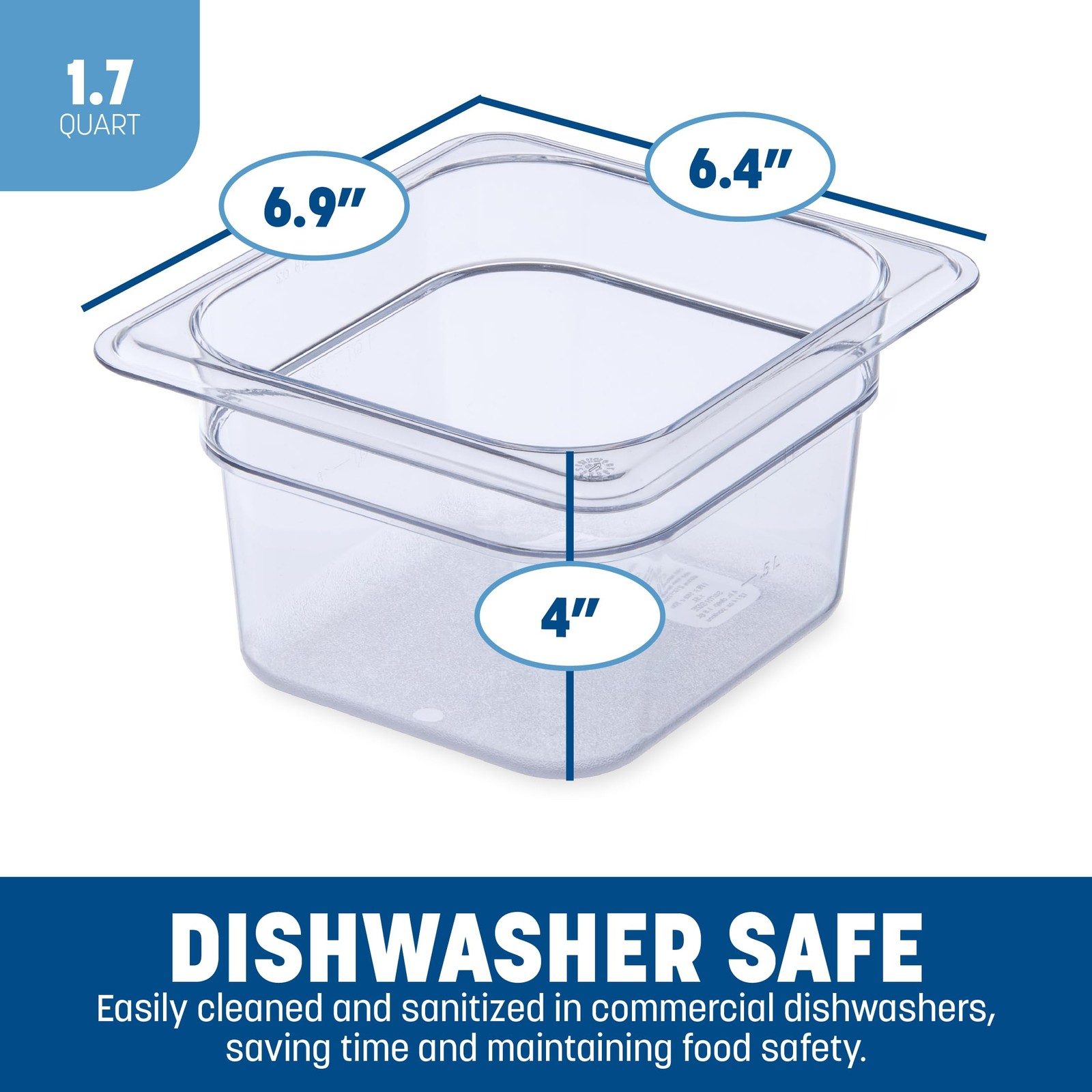 Plastic Food Pan 1/6 Size 4 Inch Deep Clear Polycarbonate Storage Container