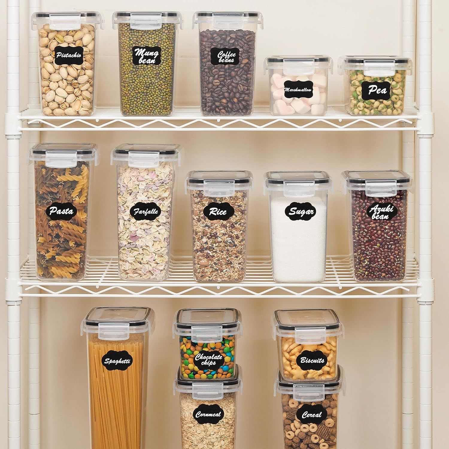 Airtight Food Storage Containers with Lids, 24 Pcs Plastic Kitchen and Pantry O