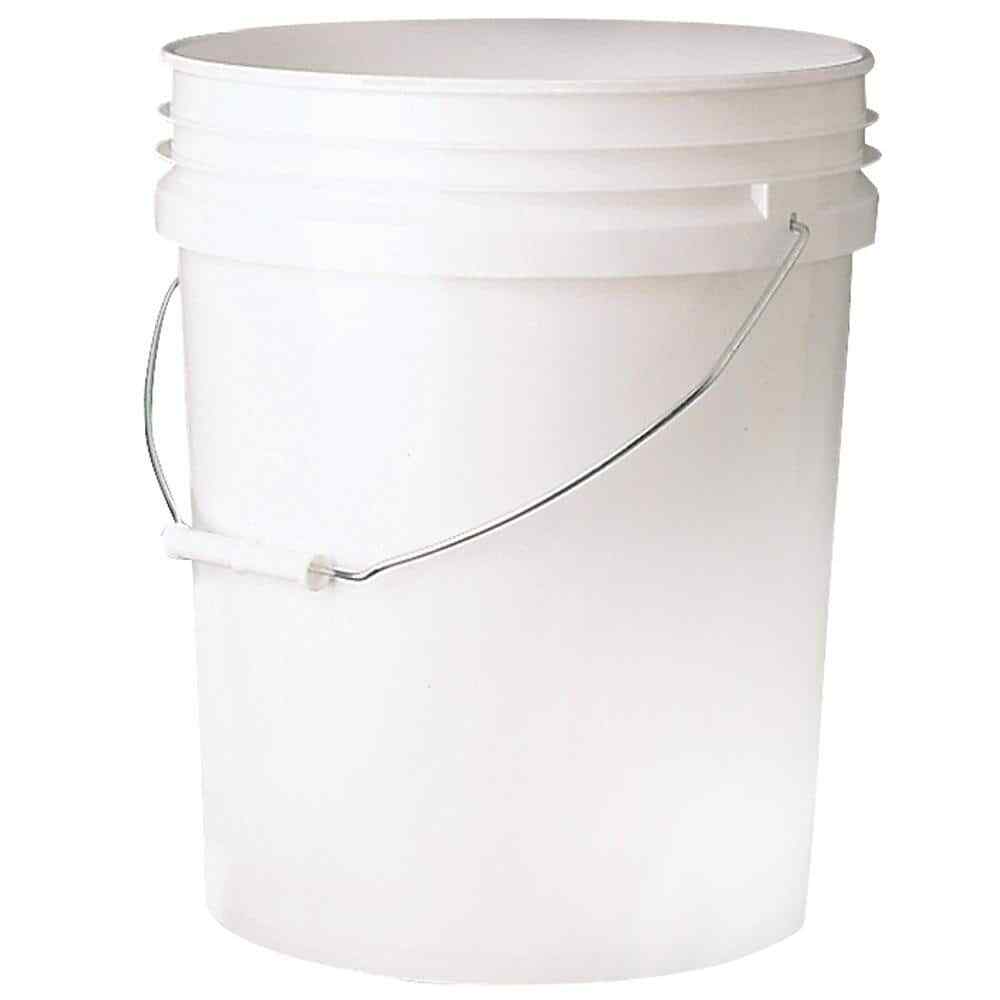 5 Gal. Bucket White Durable Plastic Construction w/ Carry Handle 70Mil Food Safe