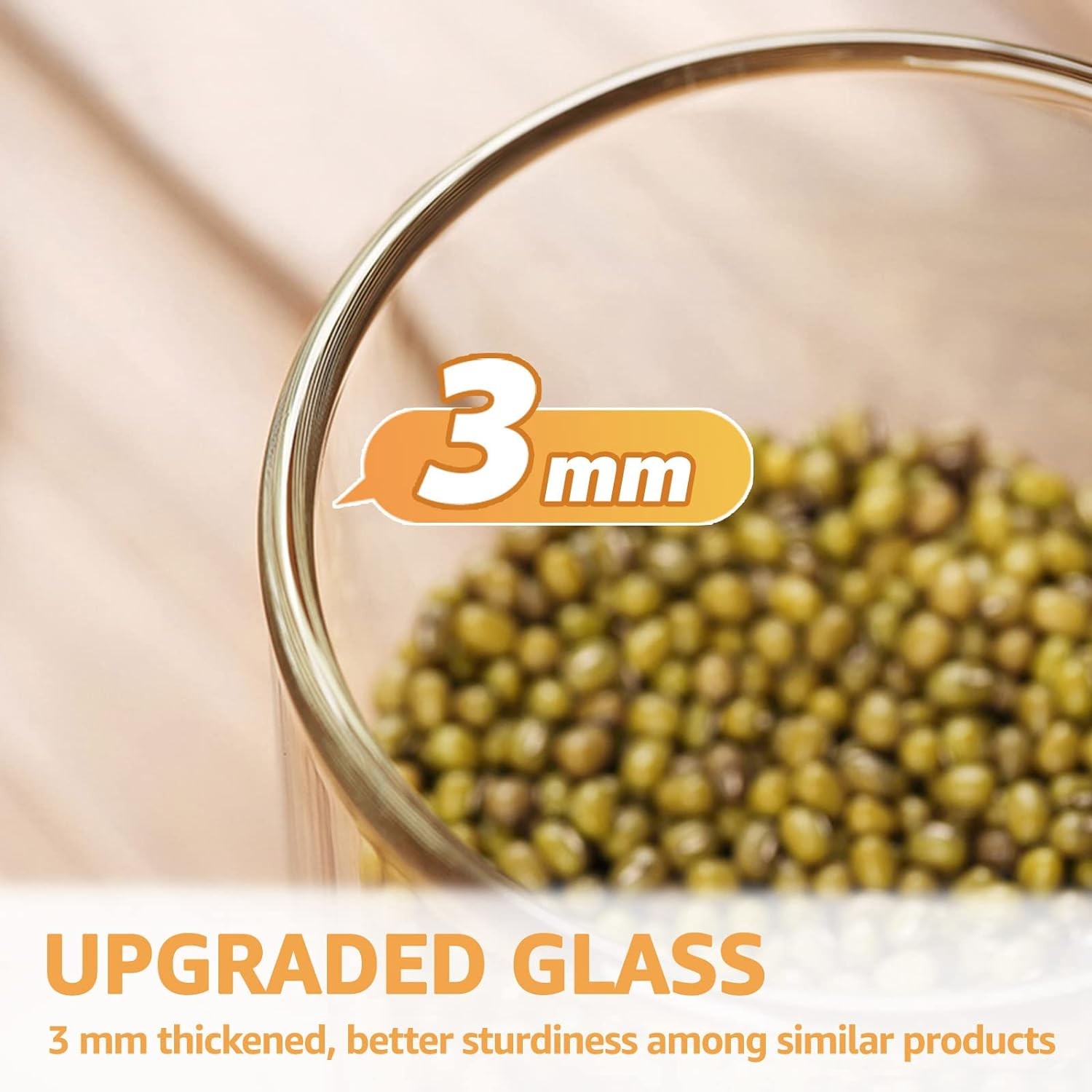 32 FL Oz Glass Jars with Bamboo Lid Set, 4Pack UPGRADE Thick Glass Pantry