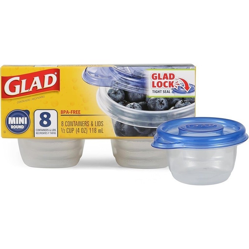 BPA Free Mini Round Food Storage Containers 4oz Snack Containers Set of 8 New