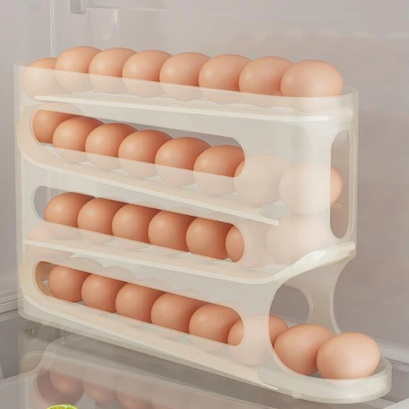 4-Tier Roll down Refrigerator Egg Dispenser Auto Rolling Egg Holder Storage Rack