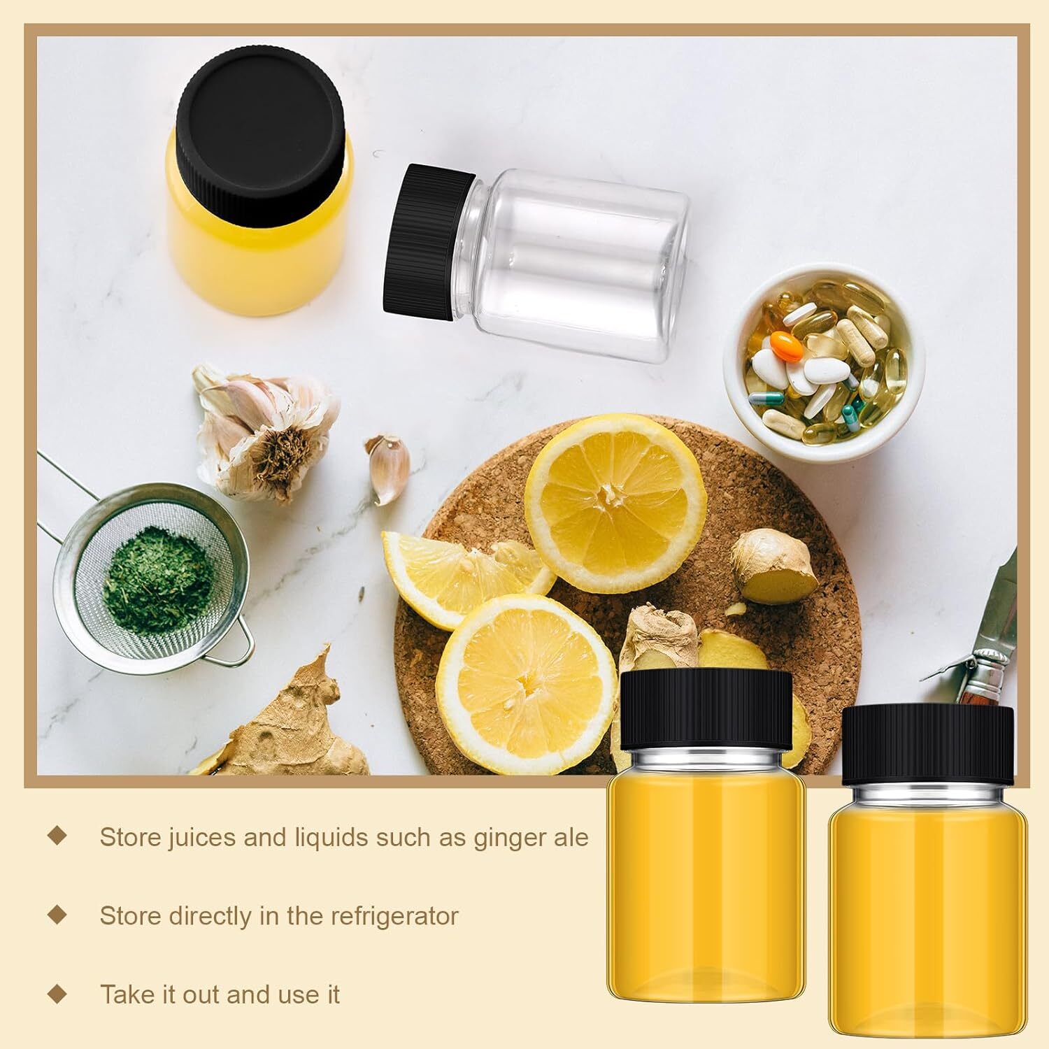 50 Pcs 2 Oz Plastic Juice Shot about 2.68 x 1.65 x inches, Black Lids