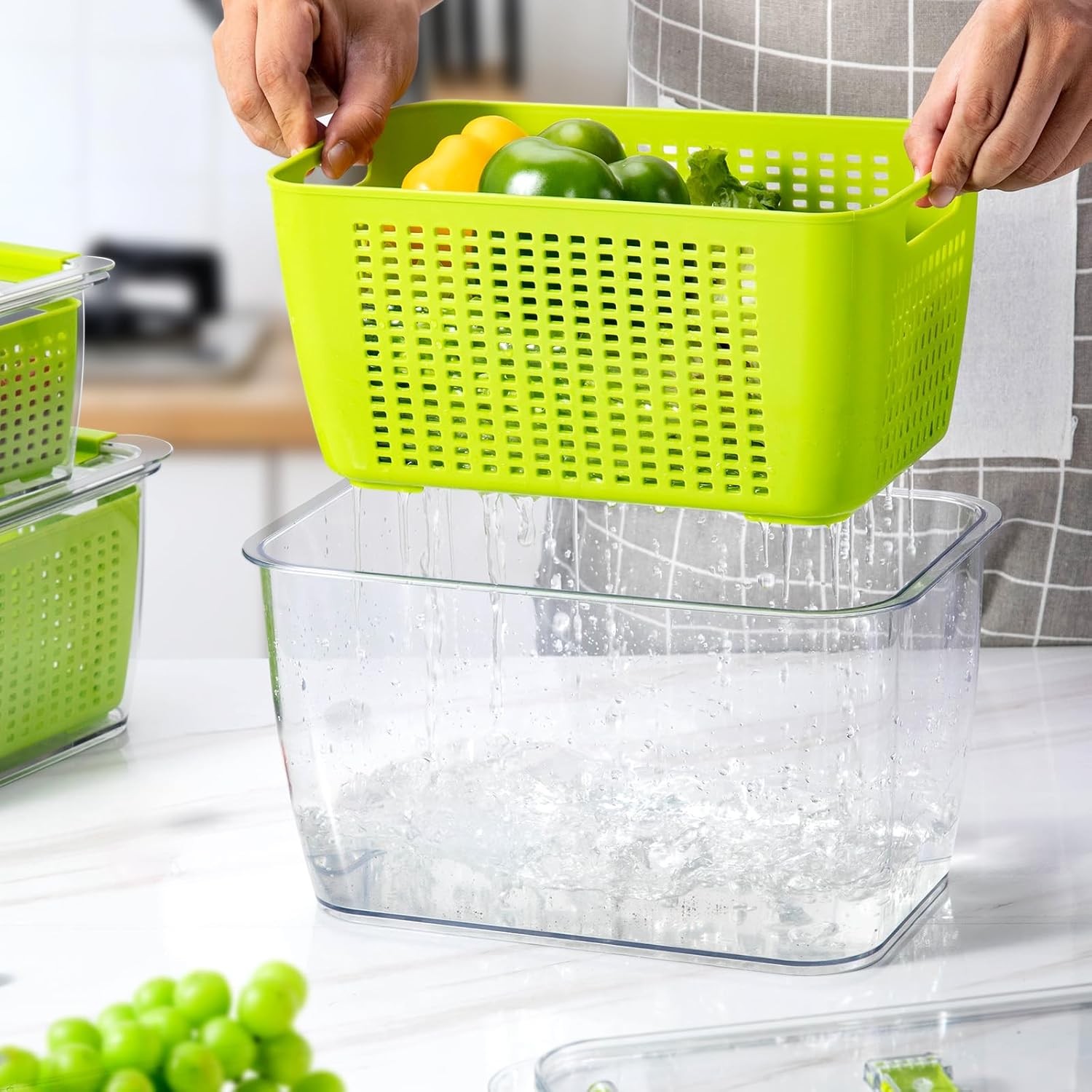 Fruit and vegetable storage box,set of 4 refrigerator storage containers