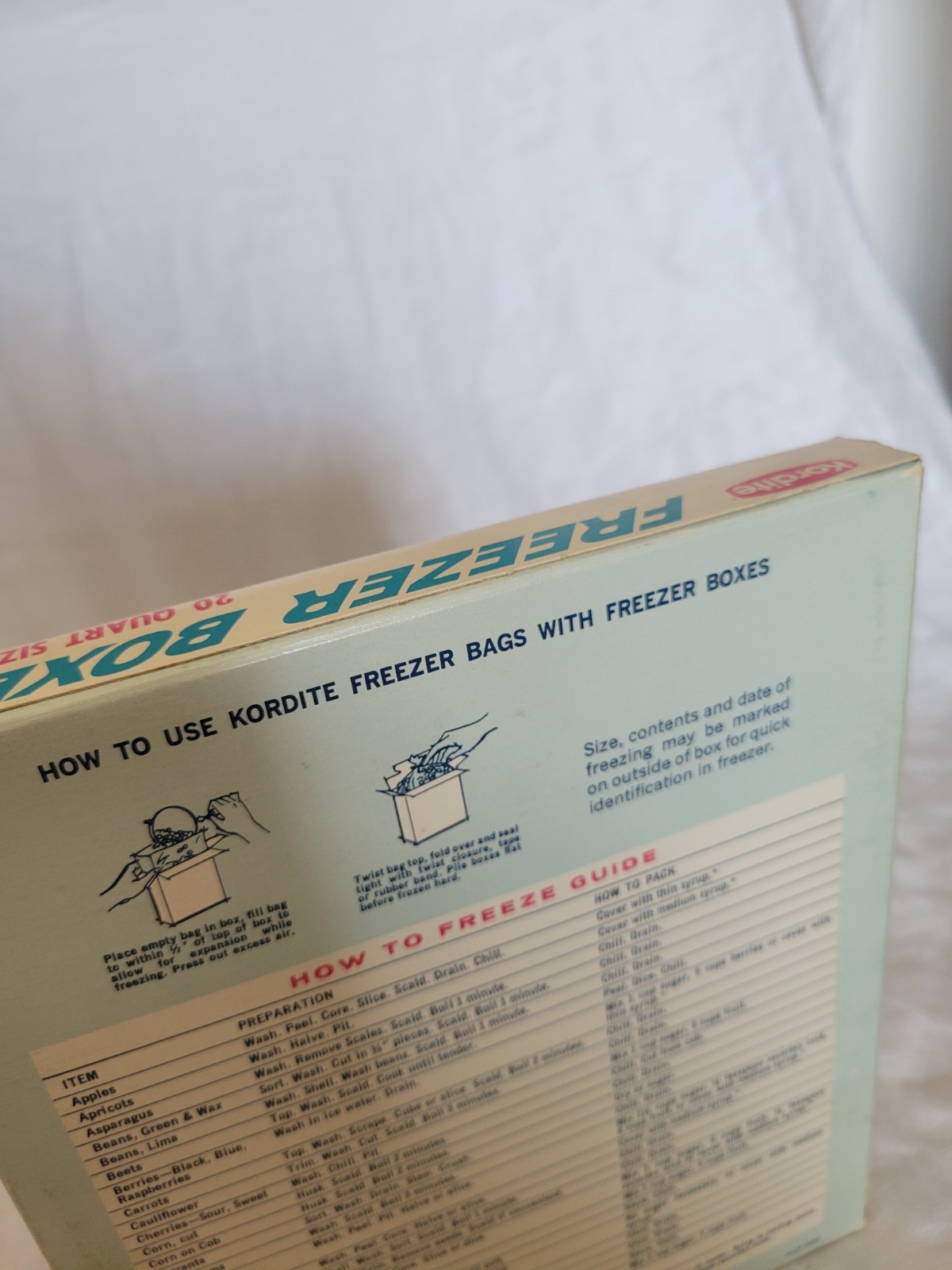 Vintage Kordite Freezer Boxes 20 count quart sz box NEW UNOPENED Mobil Chemical