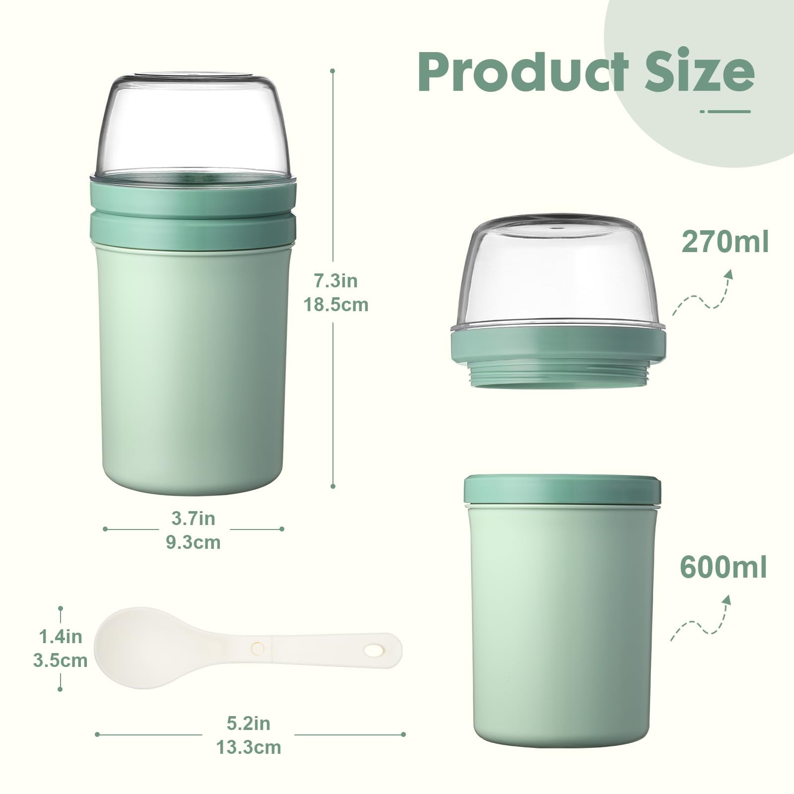 Snack Cup Container with Lid,Yogurt Parfait Snackle Cups and Spoons,600ml+270…