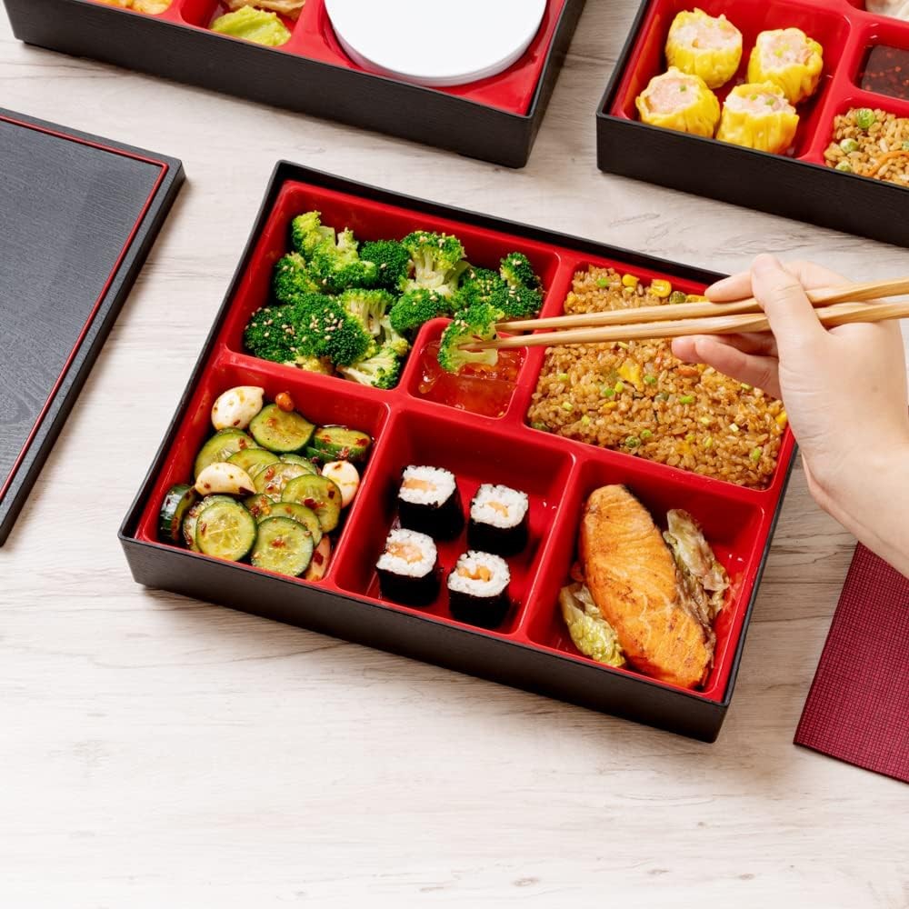 Restaurantware-12.2 x 9.8 x 2.4 Inch Compartment Lunch Large, Black