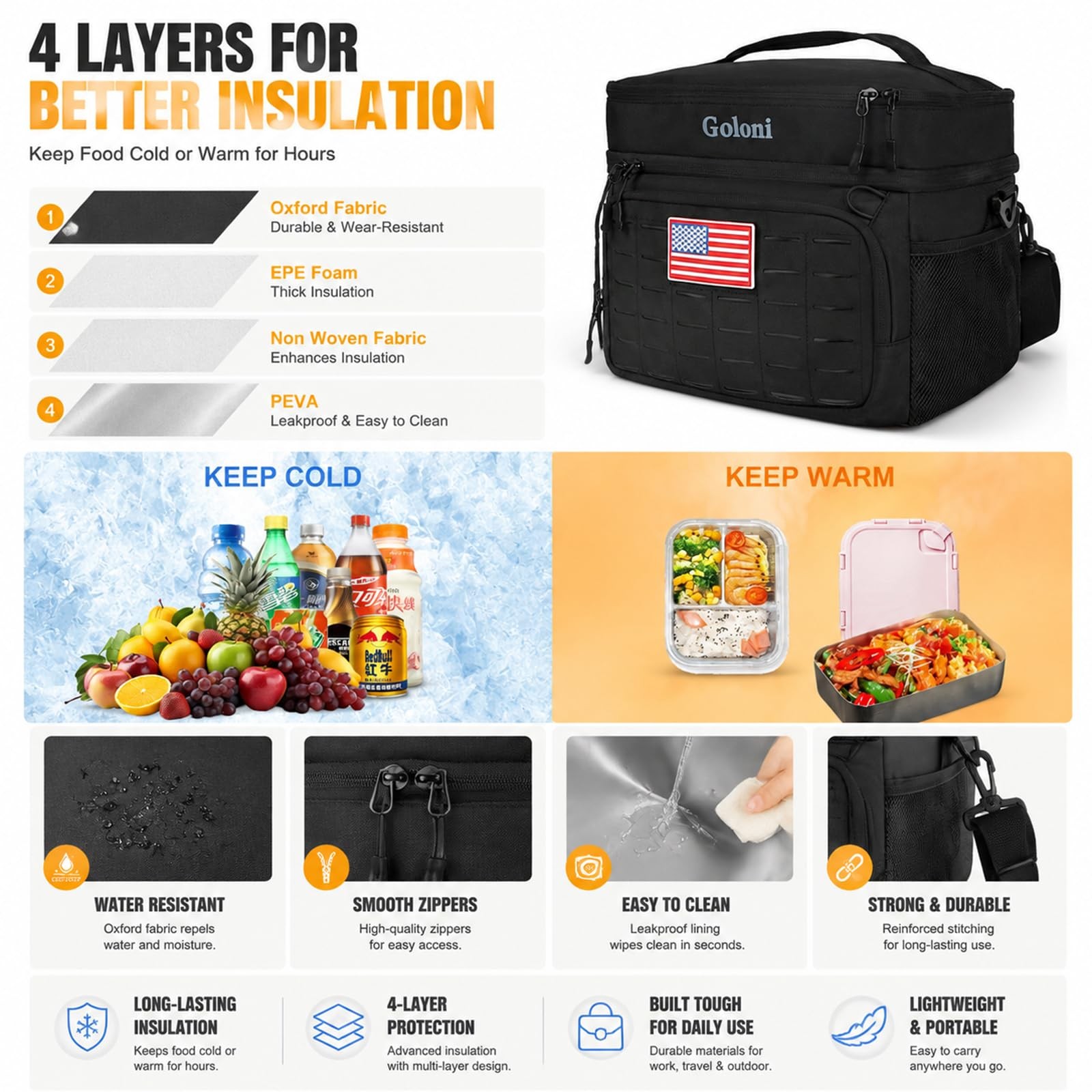 Insulated Cooler Bag, Leakproof Soft Lunch Cooler for Men & Women, Large Ther…