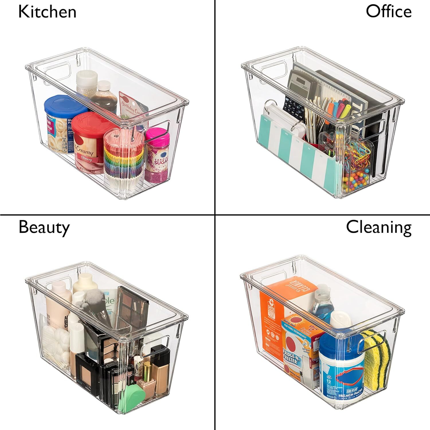 Plastic Storage Boxes (with Lids),Pack of 8,Clear,12.5“x6” x7”, 9Liter Capacity