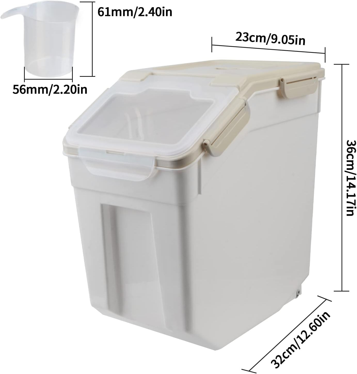30LB Airtight Food Storage Container Set with Spoon & Measuring Cup – 4 Pack