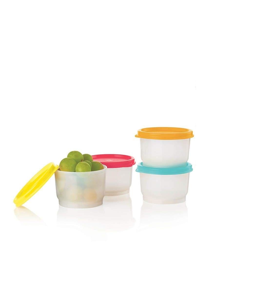 Tupperware Snack Cup Set of 4 Small, Green, Yellow, White