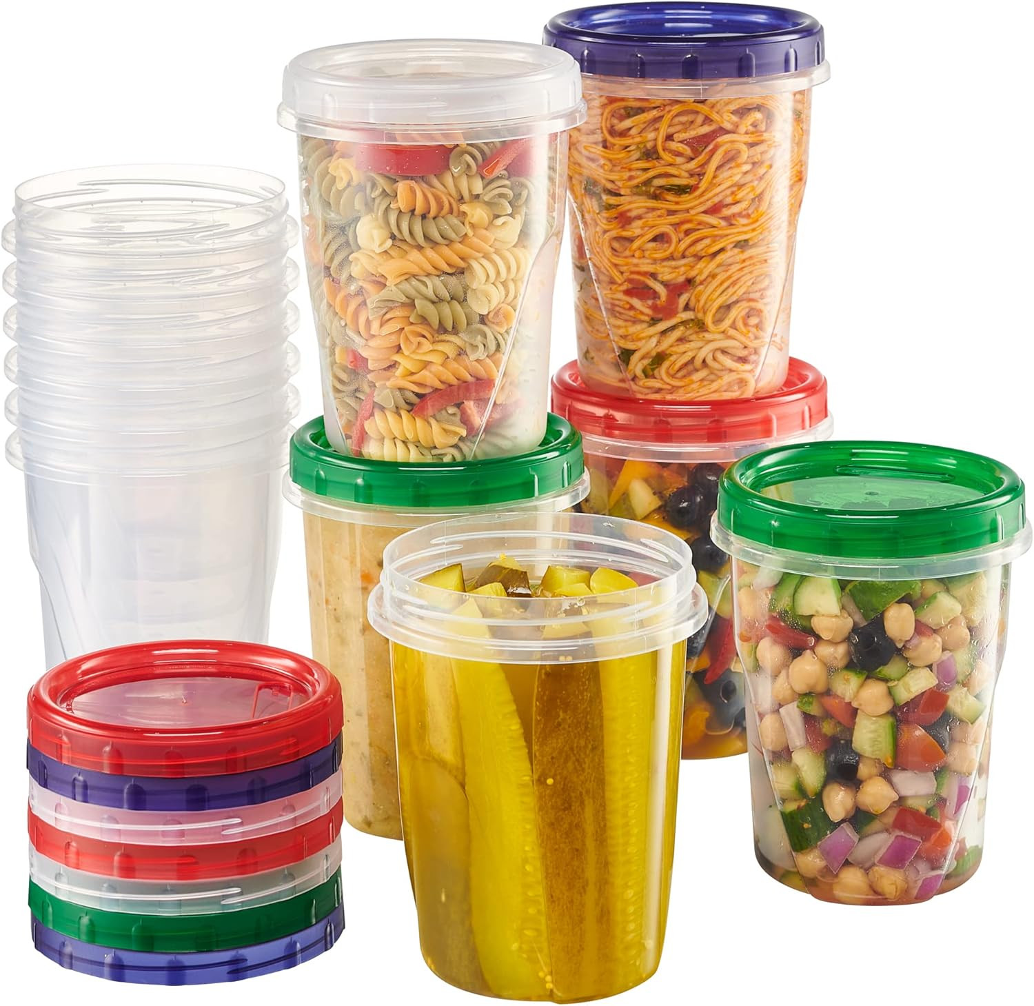 ELEGANT DISPOSABLES 32 Ounce Plastic Food Storage Containers with Colored Twist