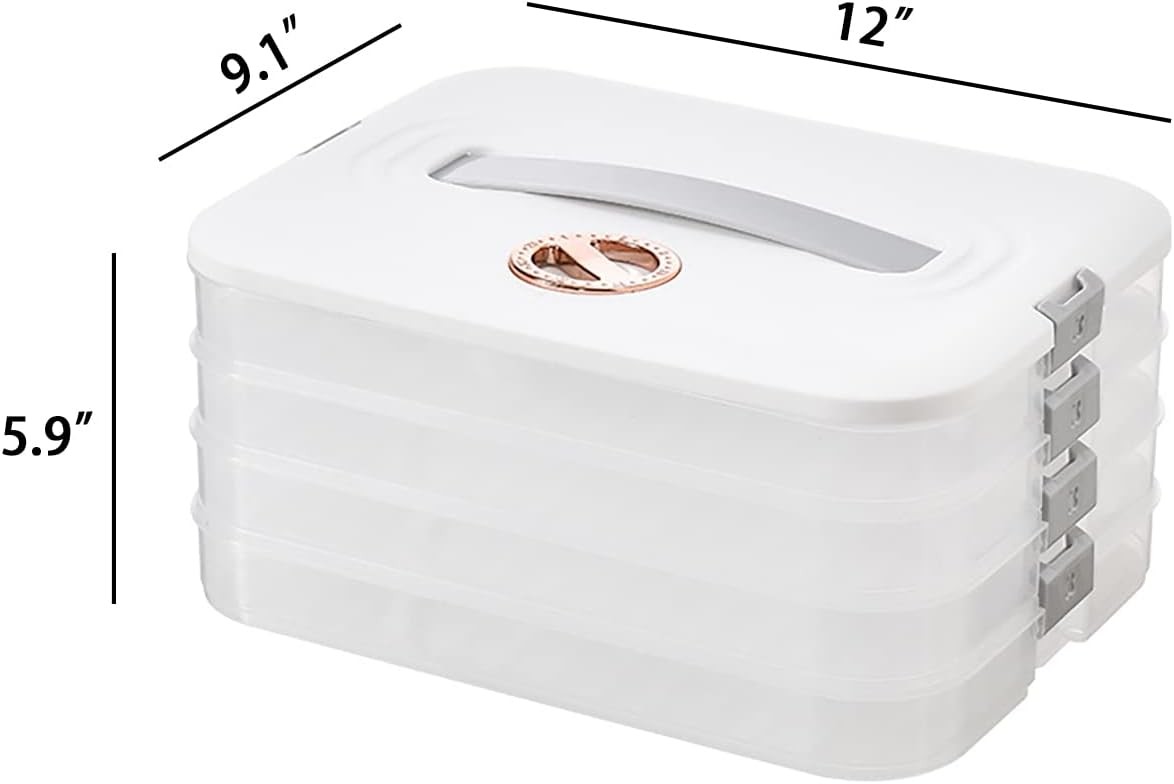 4-Layer Dumpling Storage Box Sealing Stackable Food Containers Lids