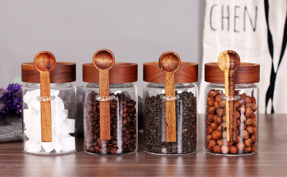 Loose Leaf Tea Storage Canister Set, 4 Pieces 16 OZ Glass Tea Containers with