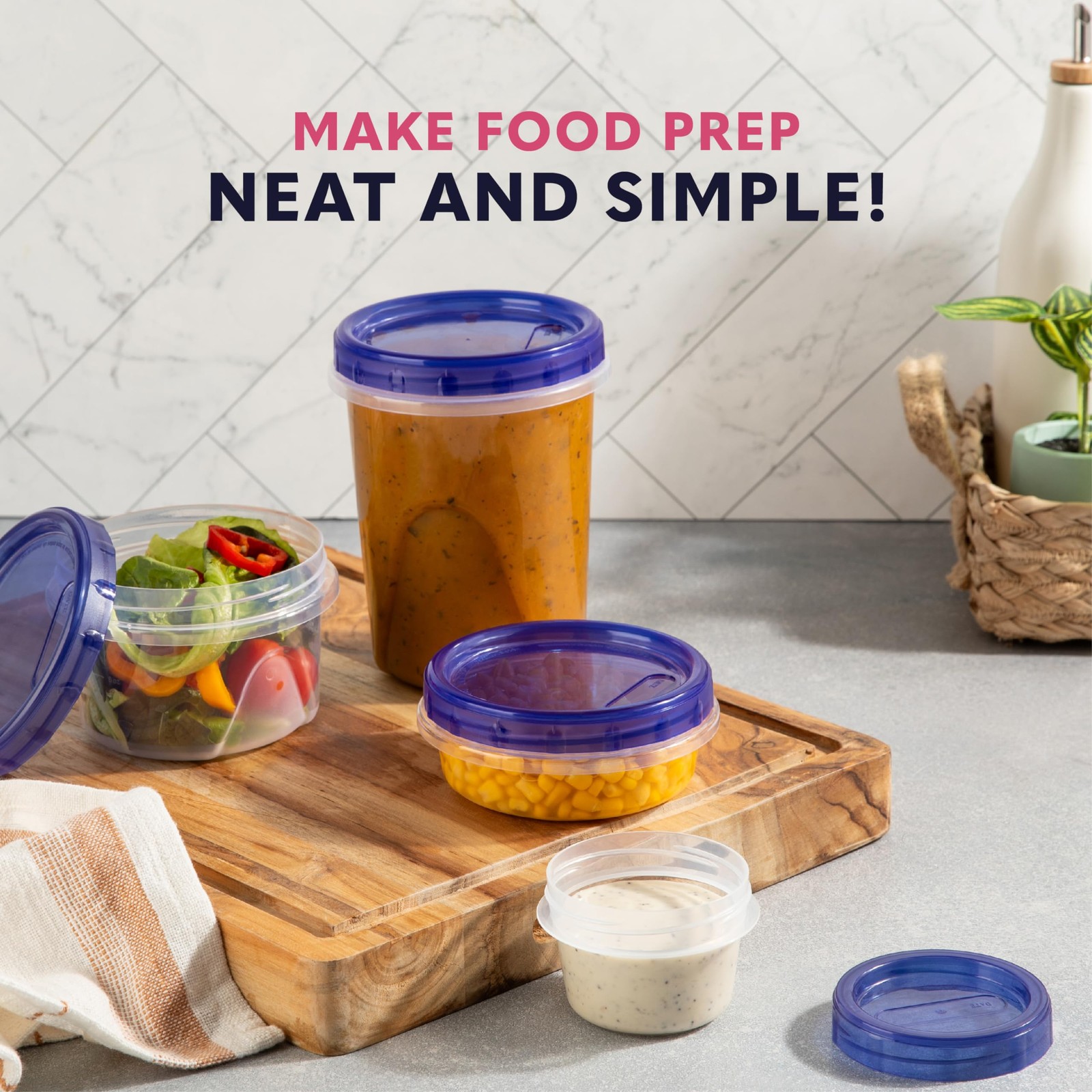 Plastic Food Deli Containers With Twist Top Lids – (16 Oz) [5 Pack] Food Storage