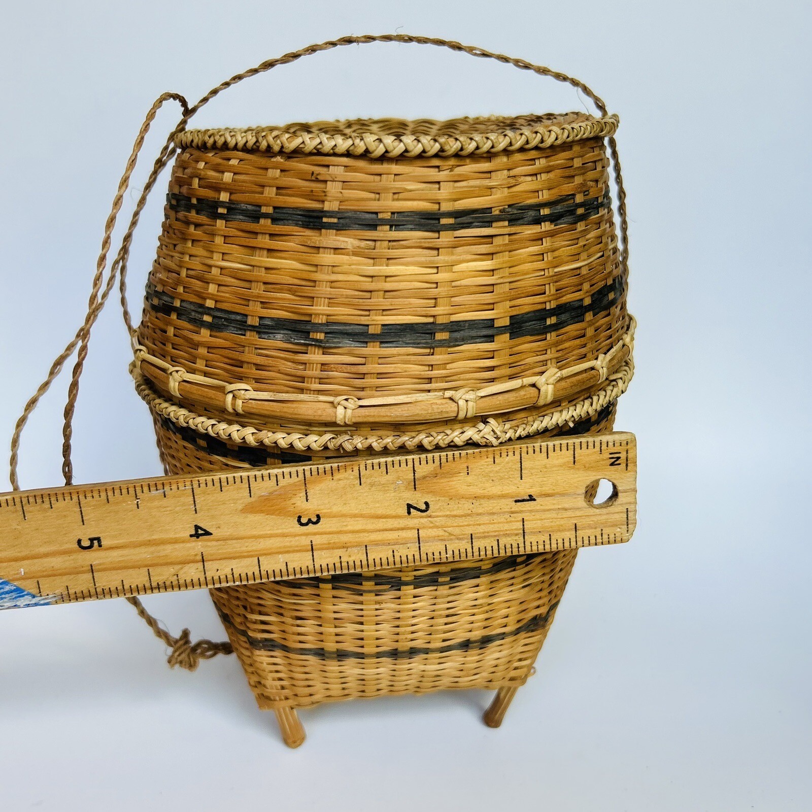 Handmade Tea Fruit Snacks Rice Hanging Rice Basket with Lid 7″