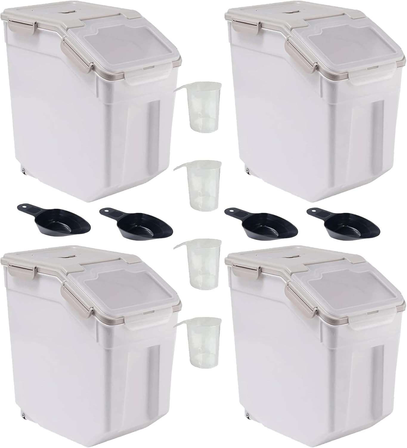 30LB Airtight Food Storage Container Set with Spoon & Measuring Cup – 4 Pack