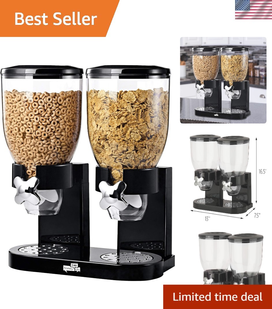 Honey-Can-Do Dual Dry Food Dispenser – Countertop Cereal Dispenser with Porti…