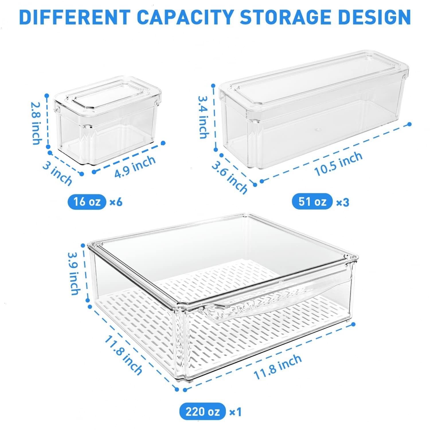 Stackable Refrigerator Organizer Bins with Lids Fridge Organizer Storage