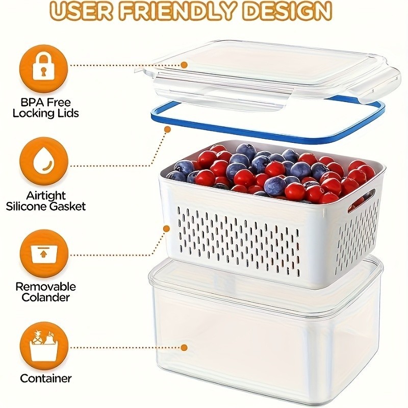 4 Pack Airtight Food Storage Containers Leakproof Stackable Fridge Organizer Bin