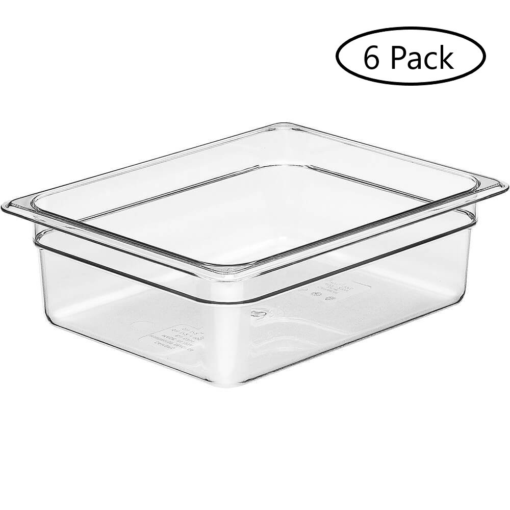 Cambro 24CW 6.3-Quart 12-3/4″L by 10-7/16″ W by 4″ D, Camwear, Half Size, 6 Pack