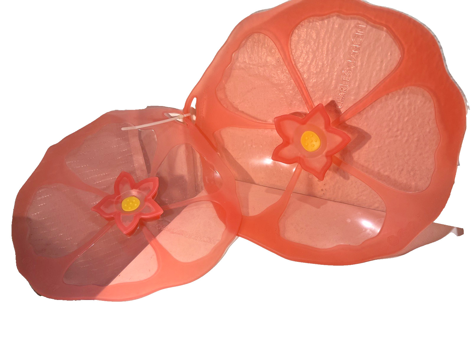 2 Charles Viancin Hibiscus Flower Silicone Lids Kitchen Cooking Storing Baking