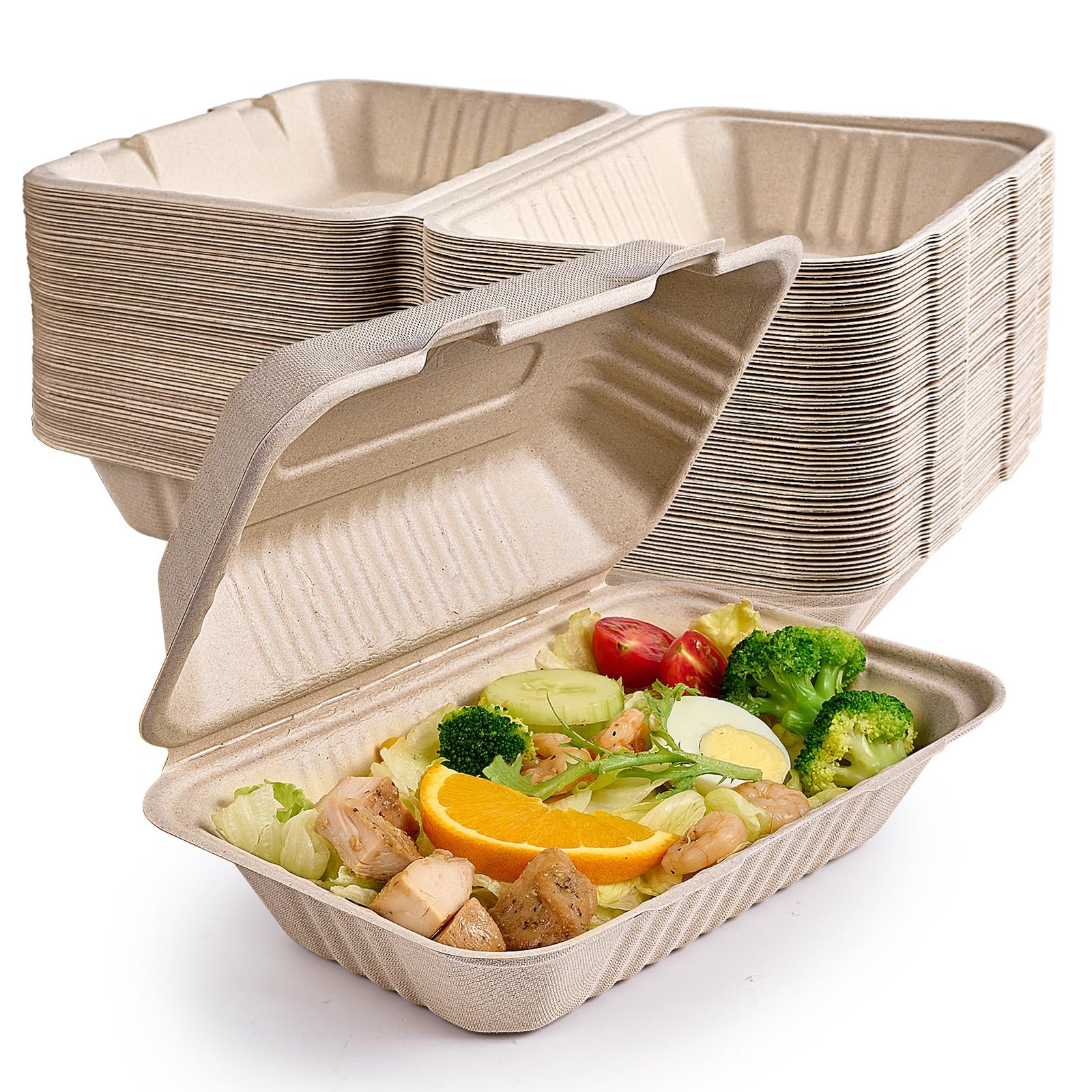 75 Pack Clamshell Take Out Food Containers, 100% Compostable To Go Containers…
