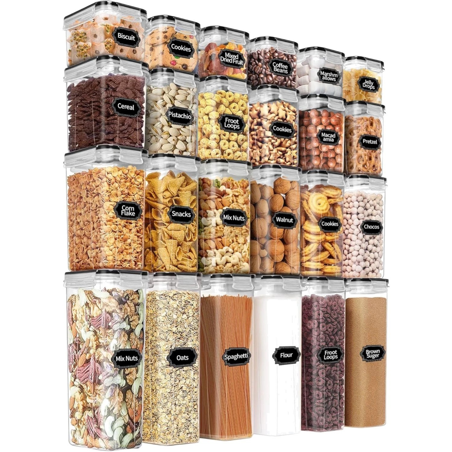 Space-Saving 24 PCS Airtight Food Storage Set – Clear Containers with Lids